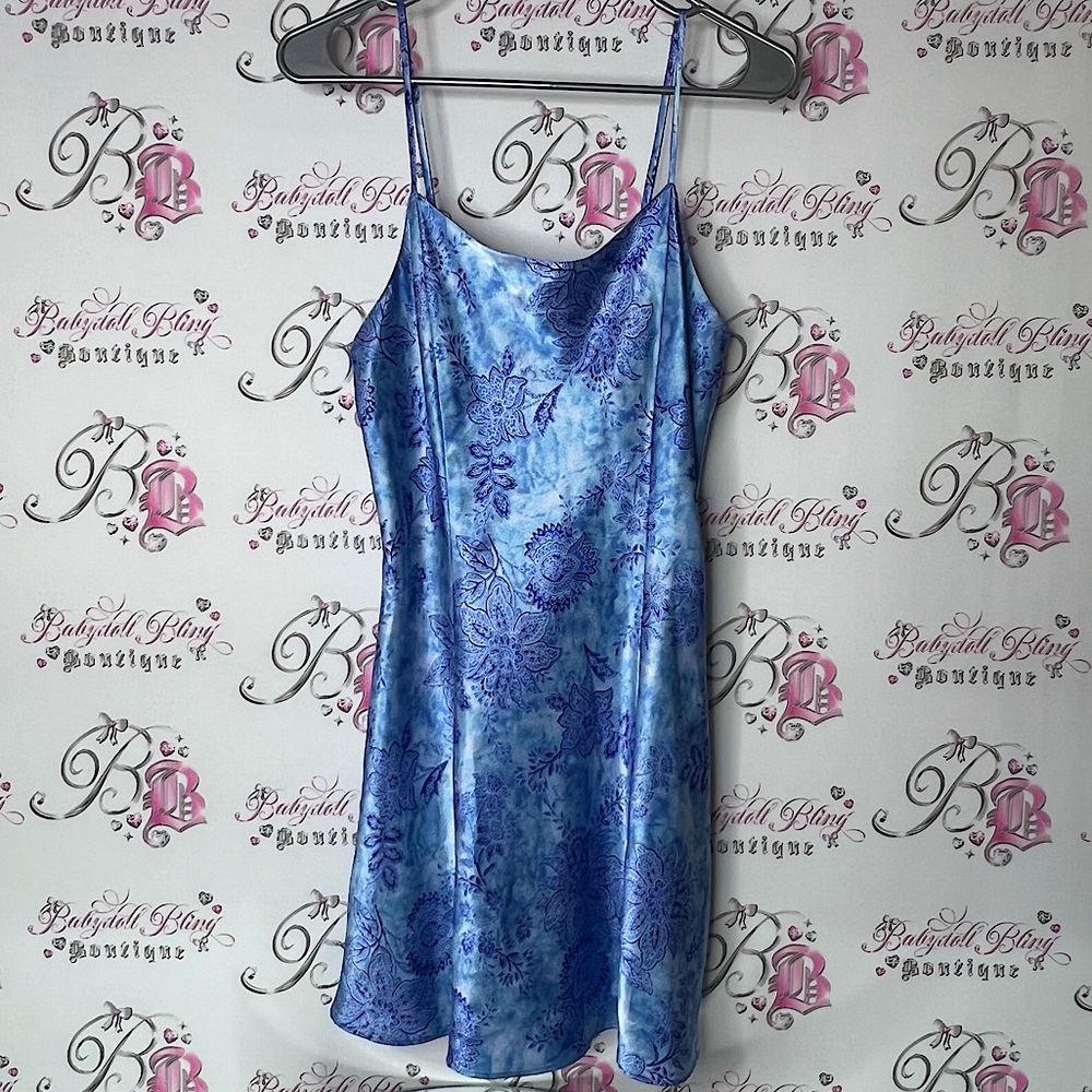 Versailles dress paisley Blue Floral Slip shiny shimmer boho Dress